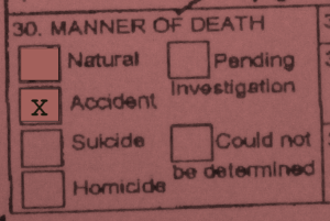 Alaska's Death Certificate, box 30